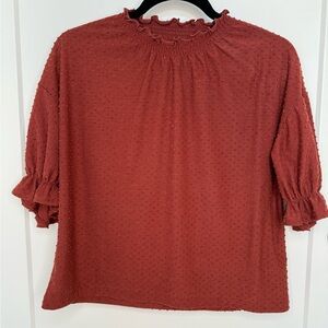 Madewell Terracotta Ruffle Sleeve Blouse